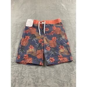 Goodfellow & Co Mens Pineapple Tropical Board Shorts Navy Coral Size 28 New